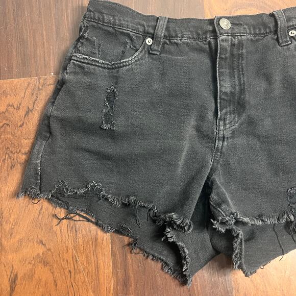 Aerie black denim distressed shorts size medium - Picture 3 of 9